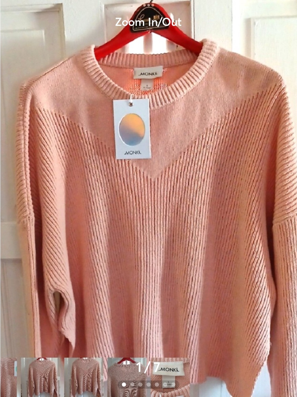 Monki Light Pink Ribbed Crew Neck Sweater